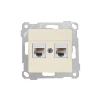 Розетка компьютерная 2xRJ45 (Cat5e, скрытая, без рамки) кремовая, RITA, MUTLUSAN Розетка компьютерная 2xRJ45 (Cat5e, скрытая, без рамки) кремовая, RITA, MUTLUSAN