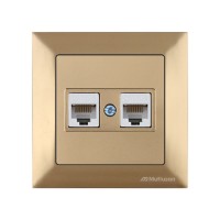 Розетка компьютерная 2xRJ45 (Cat5e, скрытая) золото, DARIA, MUTLUSAN Розетка компьютерная 2xRJ45 (Cat5e, скрытая) золото, DARIA, MUTLUSAN