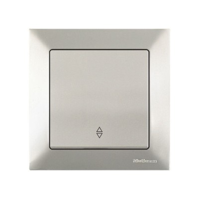 Выключатель проходной 1-клав. (скрытый, пруж. зажим) титан, DARIA, MUTLUSAN