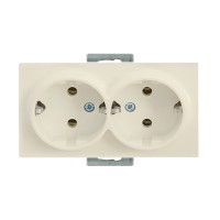 Розетка 2-ая (скрытая, с/з) кремовая, RITA, MUTLUSAN Розетка 2-ая (скрытая, с/з) кремовая, RITA, MUTLUSAN