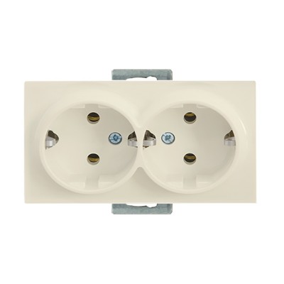 Розетка 2-ая (скрытая, с/з) кремовая, RITA, MUTLUSAN