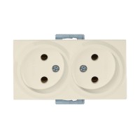 Розетка 2-ая (скрытая, б/з) кремовая, RITA, MUTLUSAN