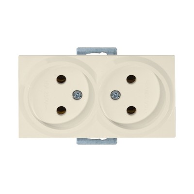 Розетка 2-ая (скрытая, б/з) кремовая, RITA, MUTLUSAN