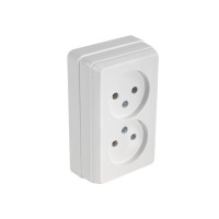 Розетка 2-ая (открытая, б/з) белая, BRON, MUTLUSAN Розетка 2-ая (открытая, б/з) белая, BRON, MUTLUSAN