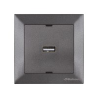 Розетка 1-ая USB (скрытая) дымчатая, DARIA, MUTLUSAN Розетка 1-ая USB (скрытая) дымчатая, DARIA, MUTLUSAN