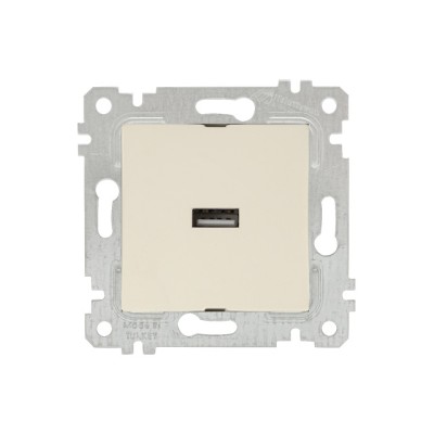 Розетка 1-ая USB (скрытая, без рамки) кремовая, RITA, MUTLUSAN