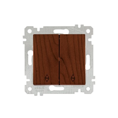 Выключатель проходной 2-клав. (скрытый, без рамки, винт. зажим) орех, RITA, MUTLUSAN