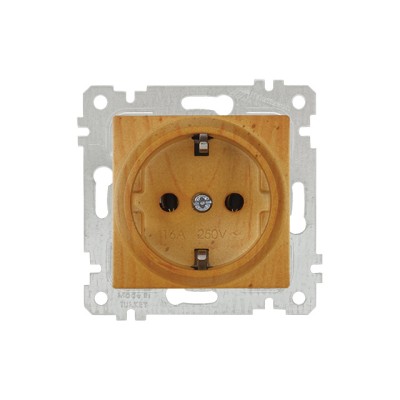 Розетка 1-ая (скрытая, без рамки, с/з) дуб, RITA, MUTLUSAN