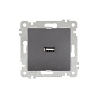 Розетка 1-ая USB (скрытая, без рамки) дымчатая, RITA, MUTLUSAN Розетка 1-ая USB (скрытая, без рамки) дымчатая, RITA, MUTLUSAN