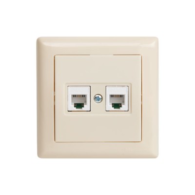 Розетка телефонная 2хRJ12 (скрытая) кремовая, DARIA, MUTLUSAN