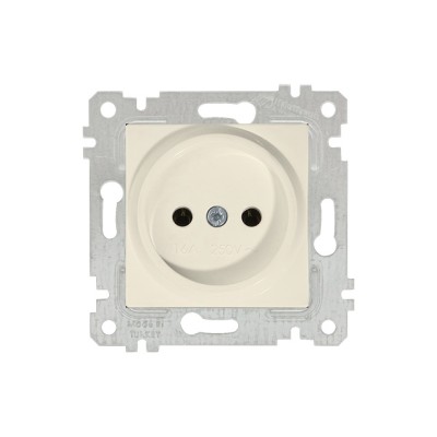 Розетка 1-ая (скрытая, без рамки, б/з) кремовая, RITA, MUTLUSAN