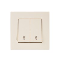 Выключатель проходной 2-клав. (скрытый, винт. зажим) кремовый, RITA, MUTLUSAN Выключатель проходной 2-клав. (скрытый, винт. зажим) кремовый, RITA, MUTLUSAN