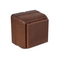 Розетка 1-ая (открытая, с/з, с крышкой) орех, BRON, MUTLUSAN