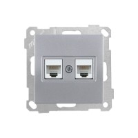 Розетка компьютерная 2xRJ45 (Cat5e) серебро, ELITRA, MUTLUSAN Розетка компьютерная 2xRJ45 (Cat5e) серебро, ELITRA, MUTLUSAN