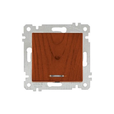 Выключатель 1-клав. (с подсветкой, скрытый, без рамки, винт. зажим) вишня, RITA, MUTLUSAN