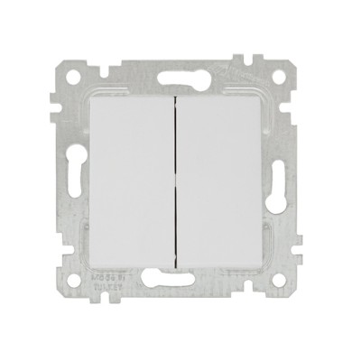 Выключатель 2-клав. (скрытый, без рамки, винт. зажим) белый, RITA, MUTLUSAN