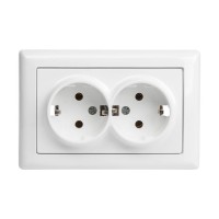 Розетка 2-ая (скрытая, с/з, керамика) белая, DARIA, MUTLUSAN Розетка 2-ая (скрытая, с/з, керамика) белая, DARIA, MUTLUSAN