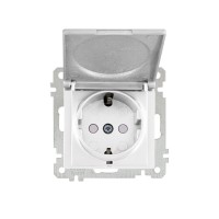 Розетка 1-ая (скр, б/рамки, с/з,шторки, с крышкой) белая, CANDELA (DARIA), MUTLUSAN Розетка 1-ая (скр, б/рамки, с/з,шторки, с крышкой) белая, CANDELA (DARIA), MUTLUSAN