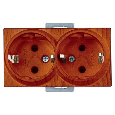 Розетка 2-ая (скрытая, с/з) орех, RITA, MUTLUSAN