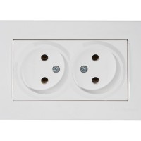 Розетка 2-ая (скрытая, б/з, керамика) белая, RITA, MUTLUSAN