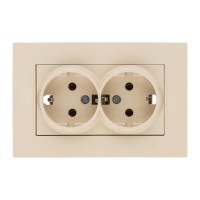 Розетка 2-ая (скрытая, с/з, керамика) кремовая, RITA, MUTLUSAN Розетка 2-ая (скрытая, с/з, керамика) кремовая, RITA, MUTLUSAN
