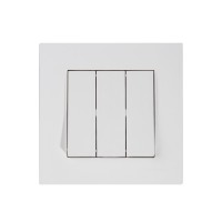 Выключатель 3-клав. (скрытый, винт. зажим) белый, RITA, MUTLUSAN