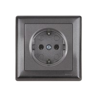 Розетка 1-ая (скрытая, с/з) дымчатый, DARIA, MUTLUSAN Розетка 1-ая (скрытая, с/з) дымчатый, DARIA, MUTLUSAN