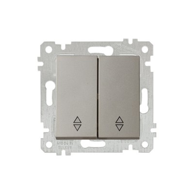 Выключатель проходной 2-клав. (скрытый, без рамки, винт. зажим) титан, RITA, MUTLUSAN