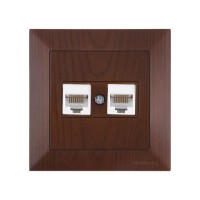 Розетка компьютерная 2xRJ45 (Cat5e, скрытая) орех, DARIA, MUTLUSAN