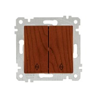 Выключатель проходной 2-клав. (скрытый, без рамки, винт. зажим) вишня, RITA, MUTLUSAN