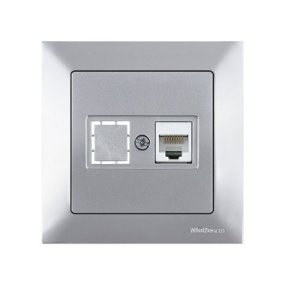 Розетка компьютерная 1xRJ45 (Cat5e, скрытая) серебро, DARIA, MUTLUSAN