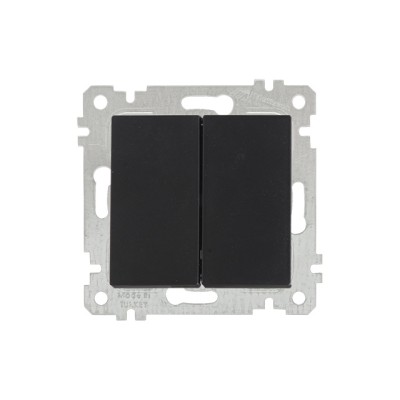 Выключатель 2-клав. (скрытый, без рамки, пруж. зажим) черный, RITA, MUTLUSAN