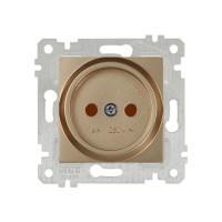 Розетка 1-ая (скрытая, без рамки, б/з, шторки) золото, RITA, MUTLUSAN