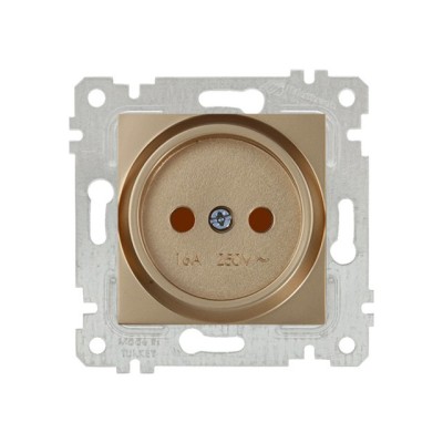 Розетка 1-ая (скрытая, без рамки, б/з, шторки) золото, RITA, MUTLUSAN