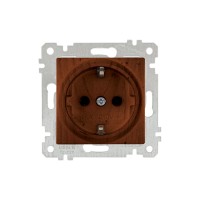 Розетка 1-ая (скрытая, без рамки, с/з) орех, RITA, MUTLUSAN