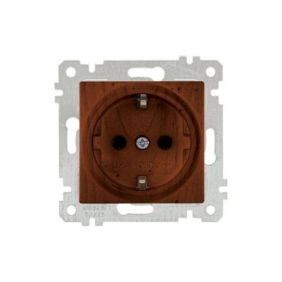 Розетка 1-ая (скрытая, без рамки, с/з) орех, RITA, MUTLUSAN
