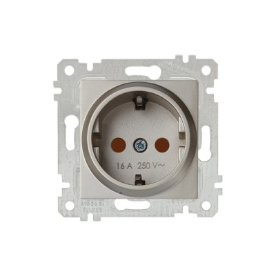 Розетка 1-ая (скрытая, без рамки, с/з, шторки) титан, RITA, MUTLUSAN