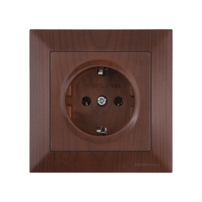 Розетка 1-ая (скрытая, с/з) орех, DARIA, MUTLUSAN