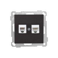 Розетка телефонная + компьютерная (RJ12+Cat5e, скрытая, без рамки) черная, DARIA, MUTLUSAN Розетка телефонная + компьютерная (RJ12+Cat5e, скрытая, без рамки) черная, DARIA, MUTLUSAN