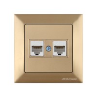 Розетка компьютерная 2xRJ45 (Cat6, скрытая) золото, DARIA, MUTLUSAN