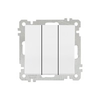 Выключатель 3-клав. (скрытый, без рамки, пруж. зажим) белый, DARIA, MUTLUSAN