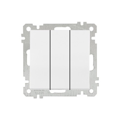 Выключатель 3-клав. (скрытый, без рамки, пруж. зажим) белый, DARIA, MUTLUSAN