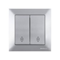 Выключатель проходной 2-клав. (скрытый, винт. зажим) серебро, DARIA, MUTLUSAN