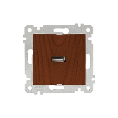 Розетка 1-ая USB (скрытая, без рамки) орех, RITA, MUTLUSAN