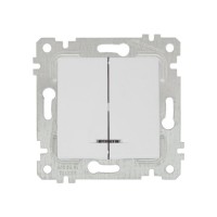 Выключатель 2-клав. (с подсветкой, скрытый, без рамки, винт. зажим) белый, RITA, MUTLUSAN Выключатель 2-клав. (с подсветкой, скрытый, без рамки, винт. зажим) белый, RITA, MUTLUSAN