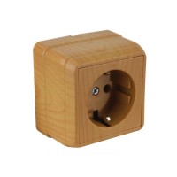 Розетка 1-ая (открытая, с/з) дуб, BRON, MUTLUSAN Розетка 1-ая (открытая, с/з) дуб, BRON, MUTLUSAN