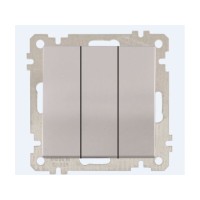 Выключатель 3-клав. (скрытый, без рамки, пруж. зажим) серебро, DARIA, MUTLUSAN