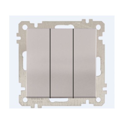Выключатель 3-клав. (скрытый, без рамки, пруж. зажим) серебро, DARIA, MUTLUSAN
