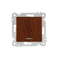 Выключатель 2-клав. (с подсветкой, скрытый, без рамки, винт. зажим) орех, RITA, MUTLUSAN Выключатель 2-клав. (с подсветкой, скрытый, без рамки, винт. зажим) орех, RITA, MUTLUSAN