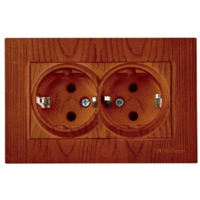 Розетка 2-ая (скрытая,с/з) орех, RITA, MUTLUSAN